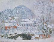 Claude Monet Sandviken Village in the Snow Sweden oil painting artist